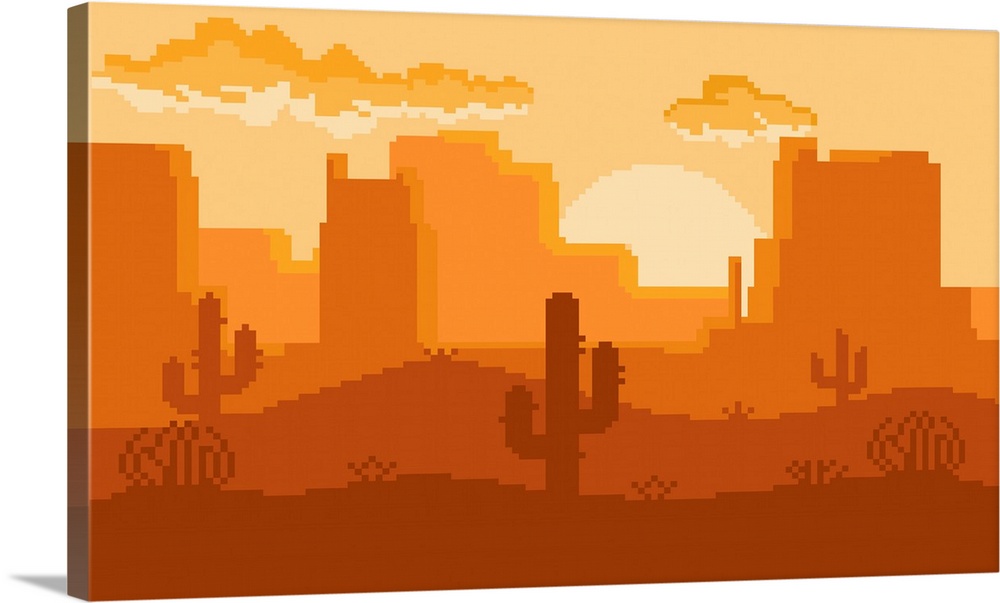 Pixel Art Of Desert In The Afternoon