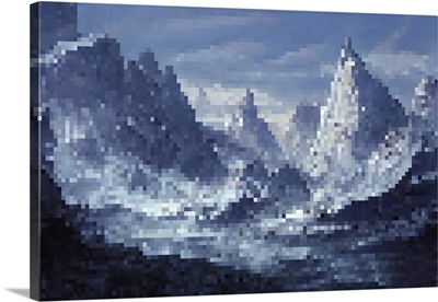 Pixeleted Dramatic Snowy Mountains