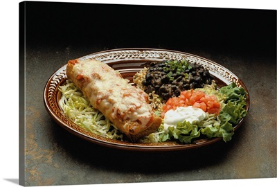 Plate of a Mexican Burrito