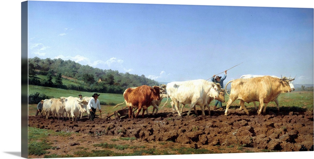 Ploughing in Nevers also called the First Dressing. Painting by Marie Rosalie Bonheur called Rosa Bonheur (1822-1899), 184...