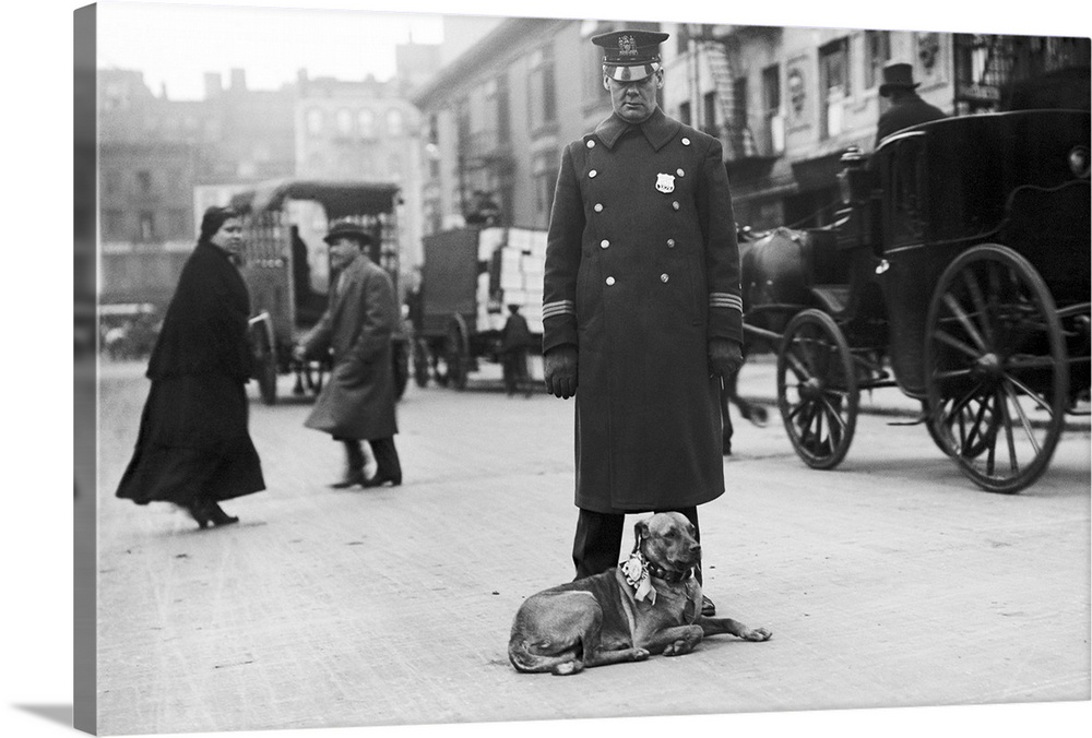 Policeman and dog, New York City.