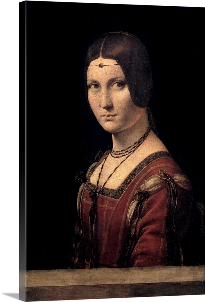 Ritratto di dama. Portrait of a court lady of Milan, wrongly called la Belle Ferronniere. Painting by Leonardo da Vinci (L...