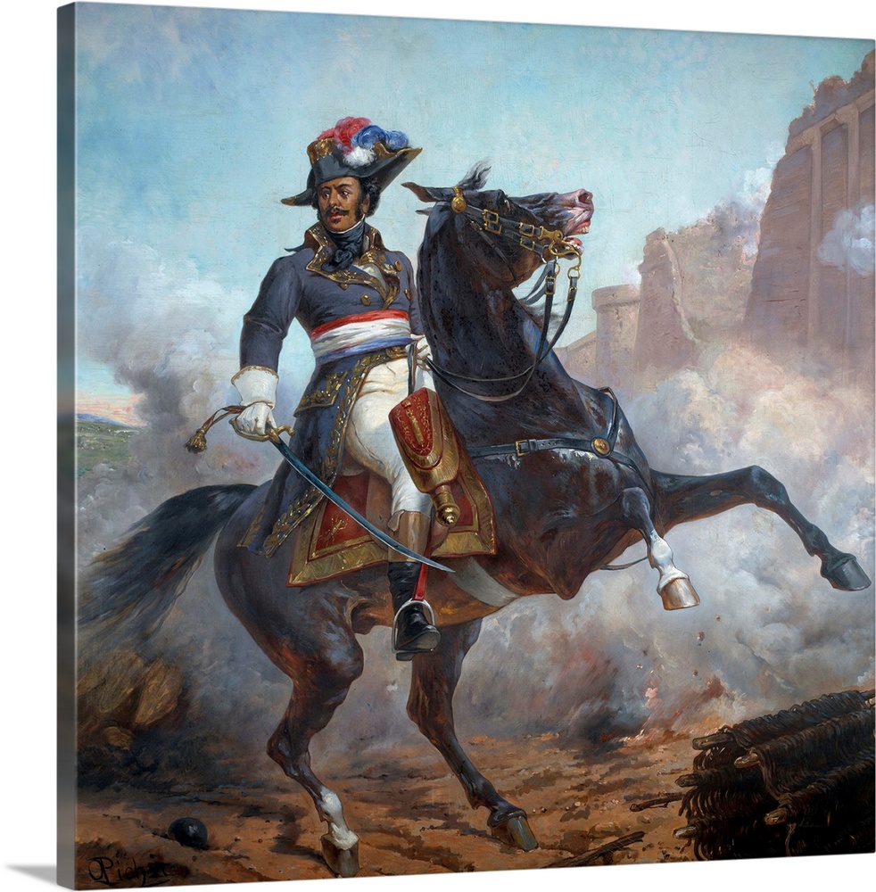 Equestrian portrait of General Alexandre Davy Dumas (1762-1806), father of Alexandre Dumas. Painting by Olivier Pichat (ci...