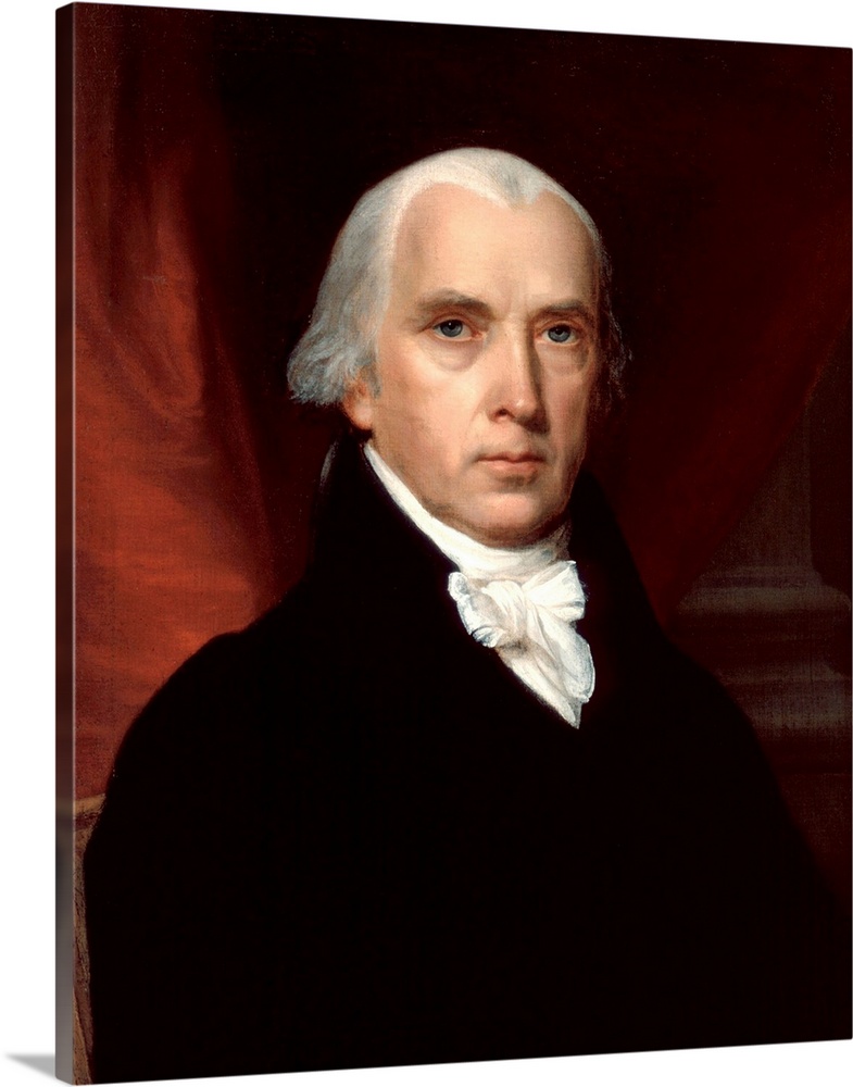 Portrait of James Madison by unknown artist, 1816, oil on canvas, 26 x 22 3/16 in (66 x 56.4 cm). Commissioned by James Mo...