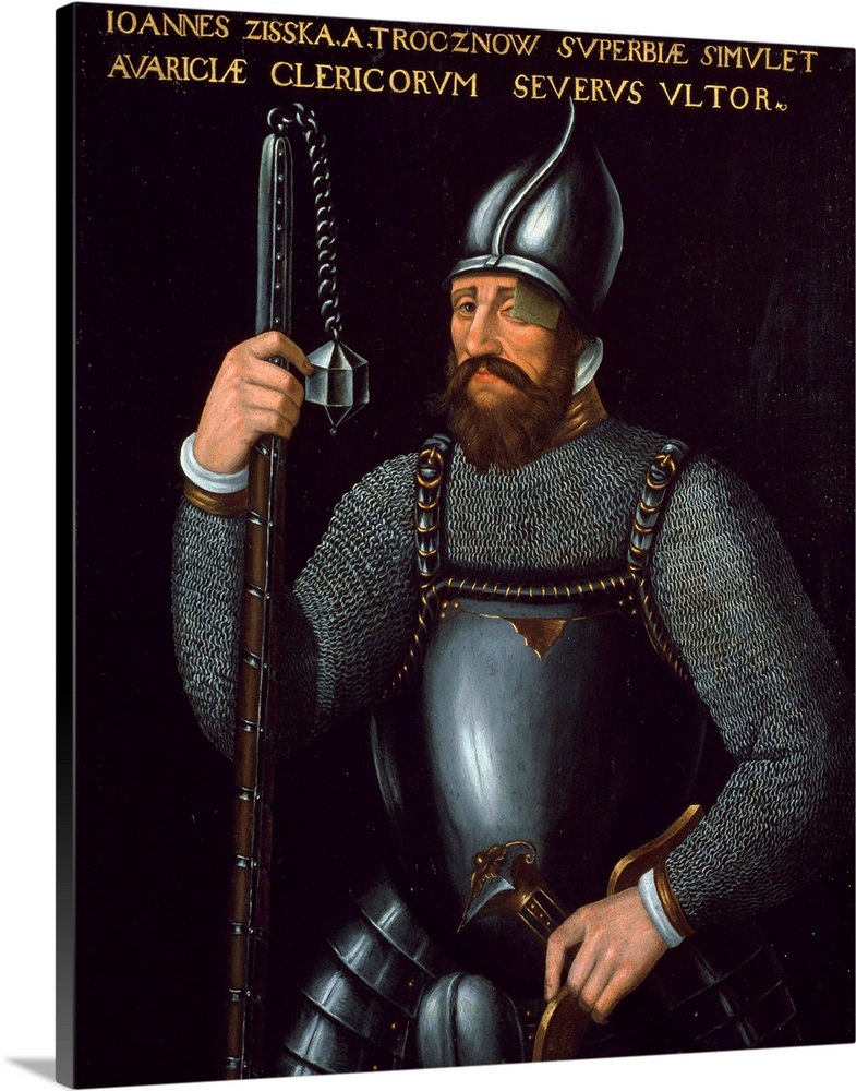 Jan Zizka (Jean le Borgne de Trocnov) leader of Hussite (1370-1424) painting of German School - German Portraitgalerie, Sc...