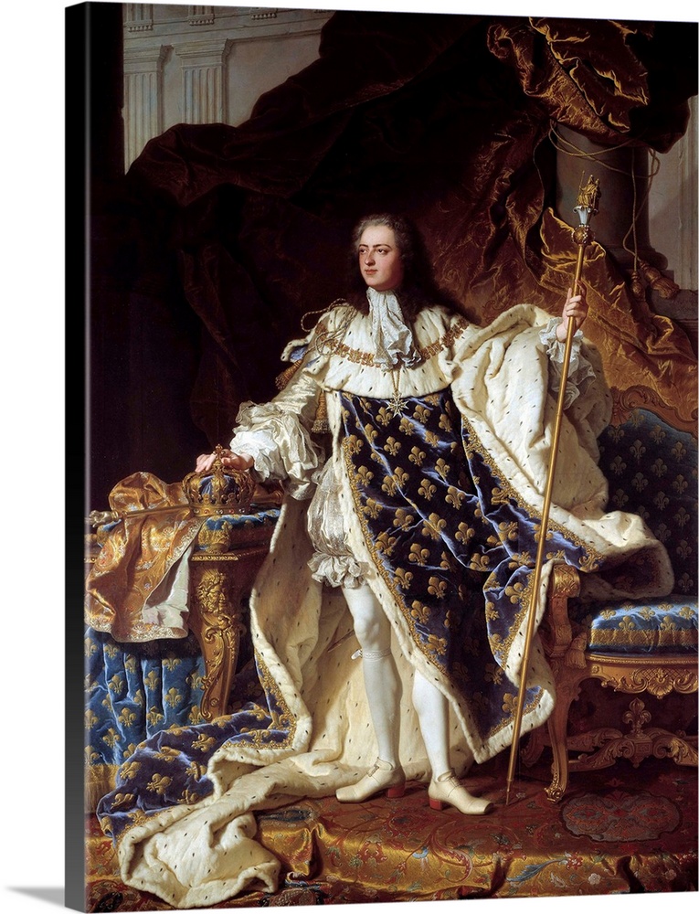 Full-length portrait of Louis XV in coronation robes (1710-1774). Painting by Hyacinthe Rigaud (1659-1743). 1730. 2,71 x 1...