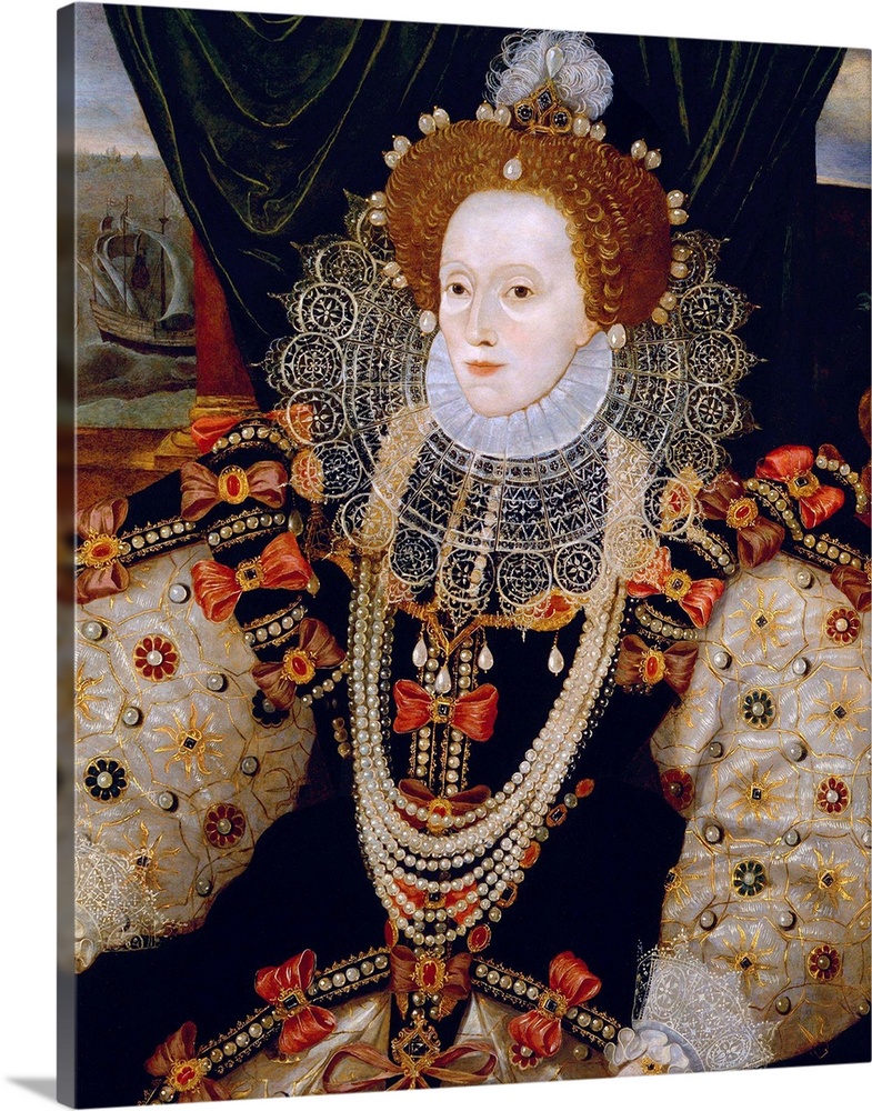 Portrait of Queen Elizabeth I of England (the Armada Portrait), unknown artist, c. 1588, oil on panel, 38 1/2 in. x 28 1/2...