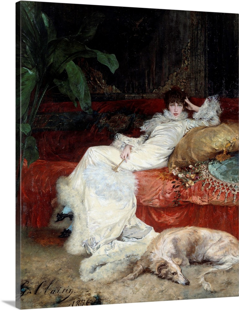 Portrait of the actress Henriette Rosine Bernard called Sarah Bernhardt (1844-1923). Painting by Georges Jules Victor Clai...