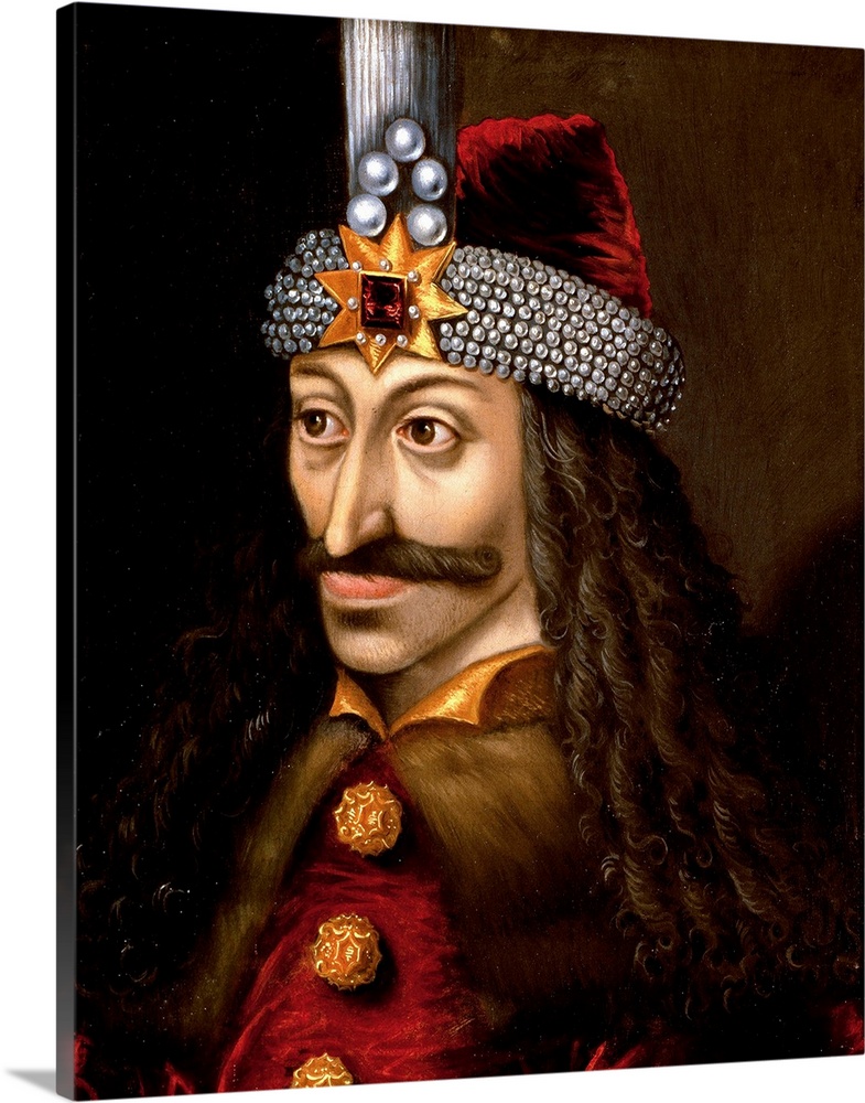 Portrait of Vlad III the Impaler, or Dracula (1431-1476) who was inspired Bram Stoker's novel Dracula, written in 1897. An...