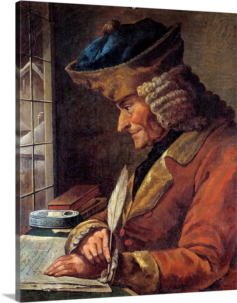 Portrait of Voltaire in His Study French School painting Wall Art