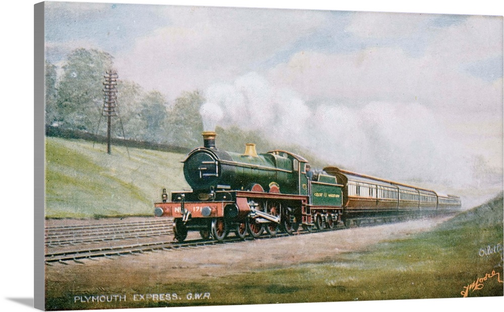 Postcard of the Cornish Riviera Express of the Great Western Railway, hauled by a Saint class 4-6-0 during the period betw...