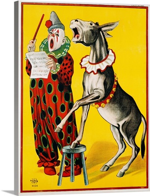 Poster Depicting A Clown And Donkey Singing