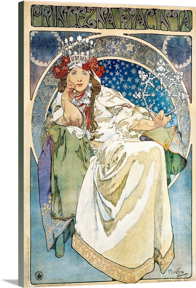 Poster of Alphonse Mucha (1860-1939) for the premiere performance of the Ballet La princesse Hyacinthe of Oskar Nedbal (18...