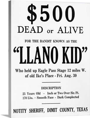 Poster Offering Reward for Llano Kid