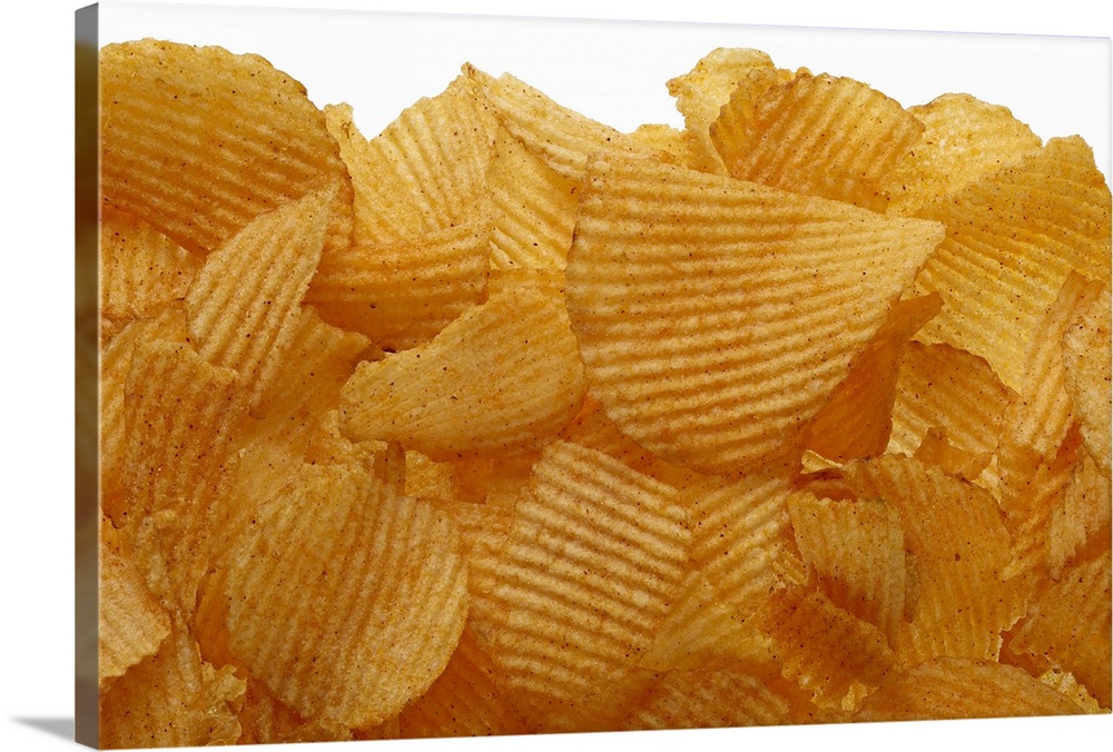 Potato crisps on white background, DFF image