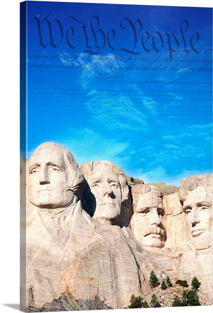 Preamble to the Constitution of the United States of America in the sky above Mount Rushmore Memorial. | Located in: Mount...