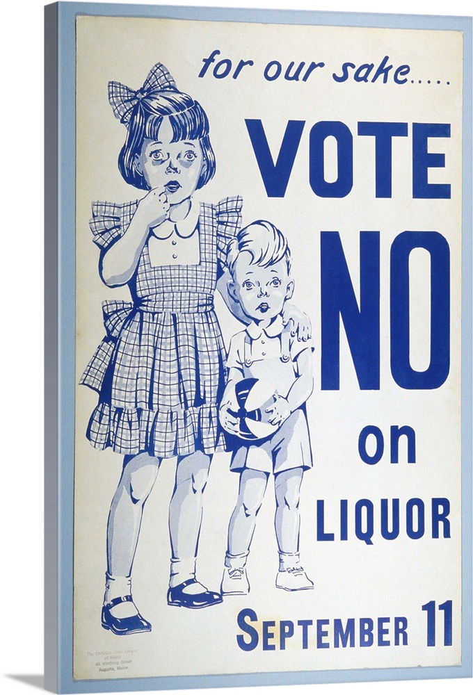 Cardboard poster urging a No vote on liquor by indicating the harmful effects on families with children.