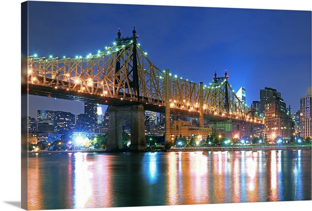 Queensboro bridge AKA Ed Koch bridge at night seen from Queens NY.