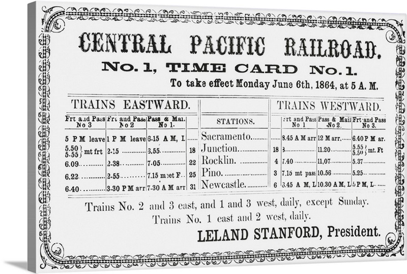 Railroad Timetable From 1864 Great Big Canvas