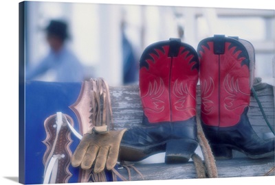 Red Cowboy Boots With Gloves
