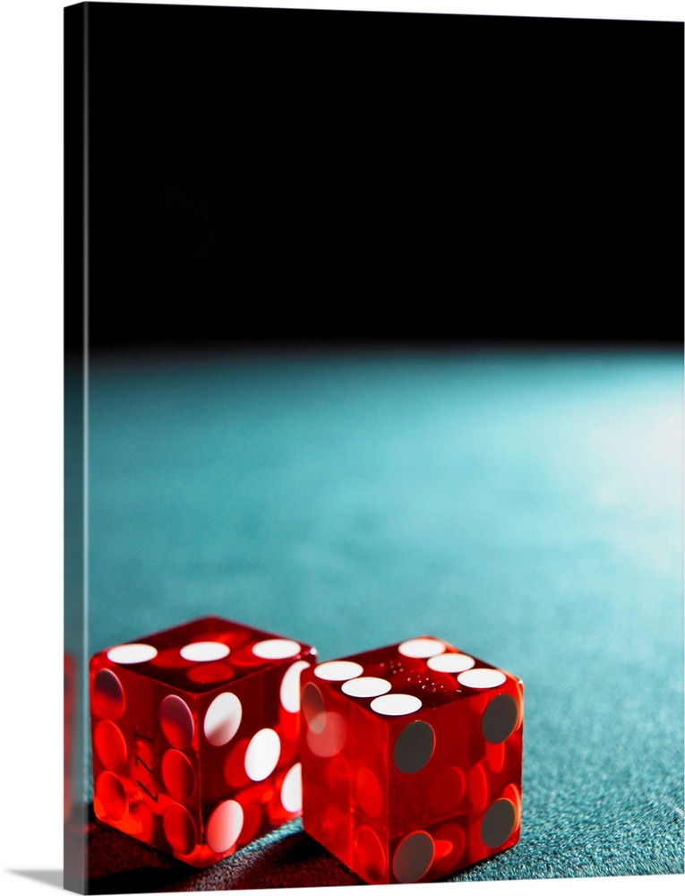 Red dice on table