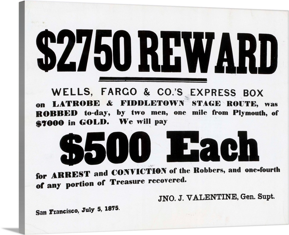 Reward poster for stagecoach robbers. undated.