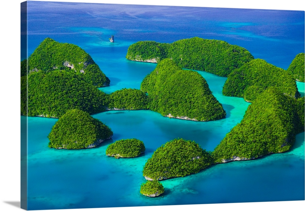 The fantastic formations of the Rock Islands, a chain of over seventy small islets in the island nation of Palau in Micron...