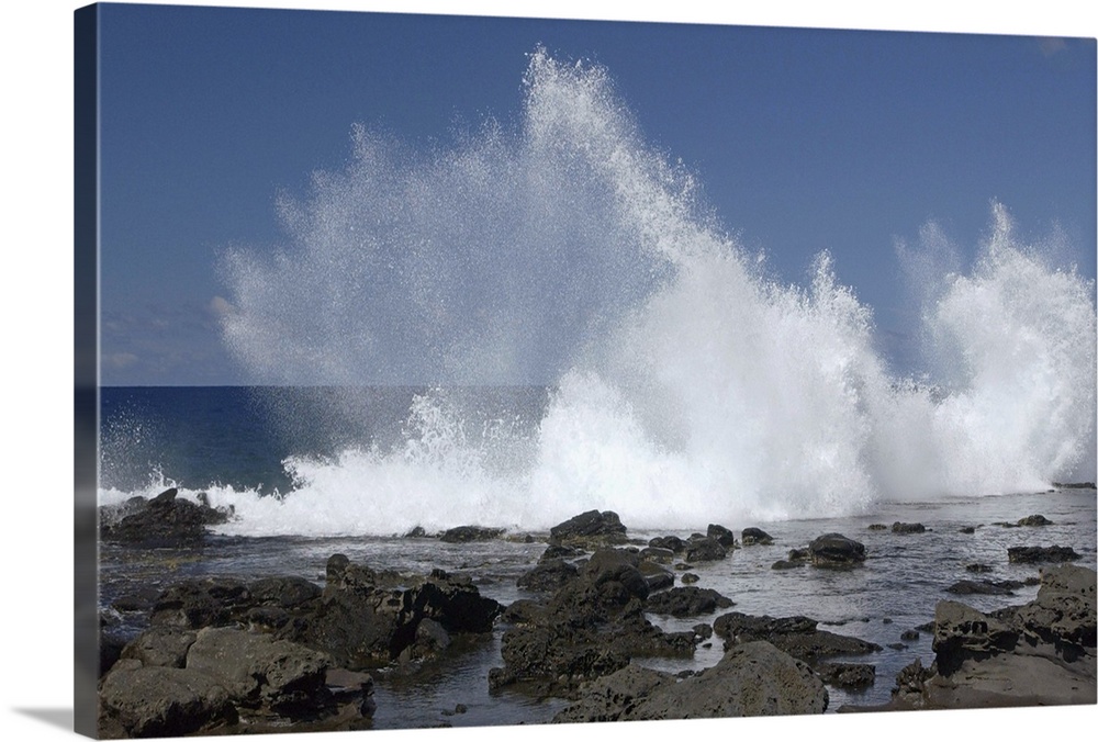 Rocks and splashing waves