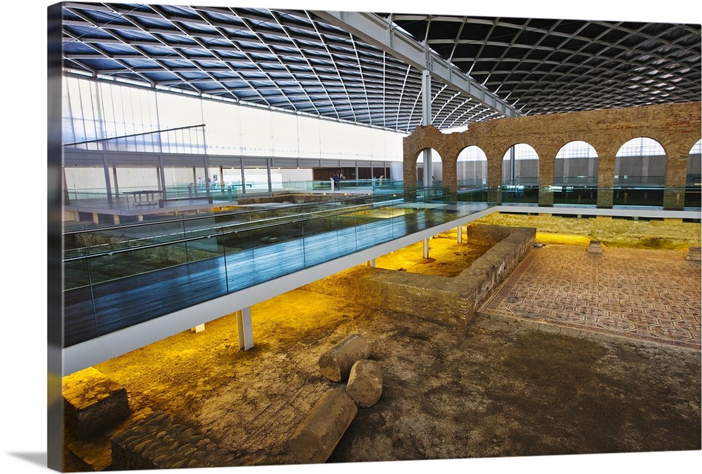 Roman Town of La Olmeda. IV century D.C. Geometric roman mosaic.  Pedrosa de la Vega. Palencia. Castilla y Leon. Spain.