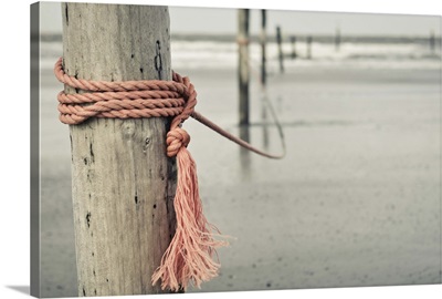Rope in wind on coast of  German island Norderney.