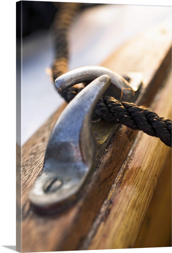 Rope tied to boat, close-up