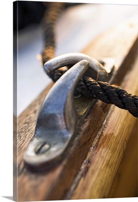 Rope tied to boat, close-up