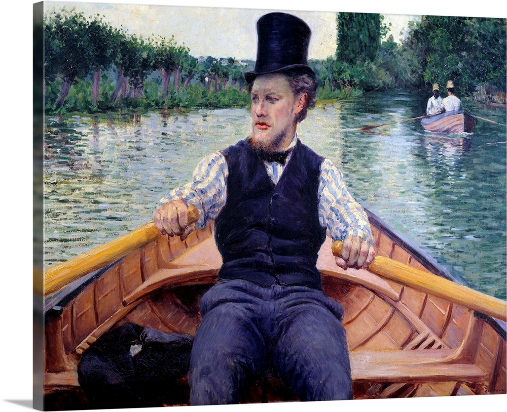 Boating party also called Rower in a Top Hat (Canotier en chapeau haut de forme) - Painting by Gustave Caillebotte (1848-1...