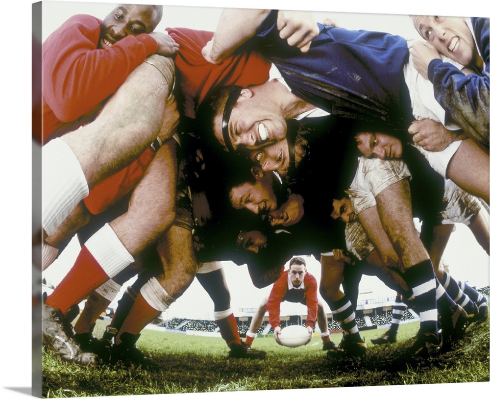 Rugby players in scrum