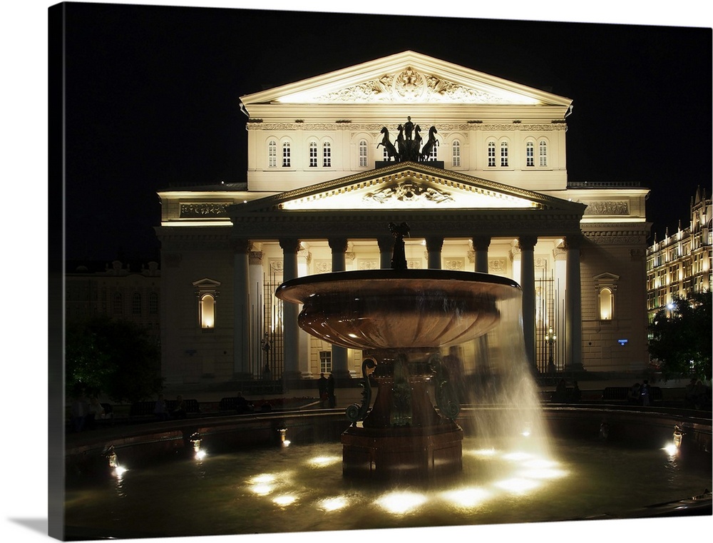 Russian Federation, Moscow, Bolshoi Ballet theater at night