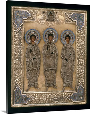 Russian Icon With Saint Gurii, Saint Samon, And Saint Aviv