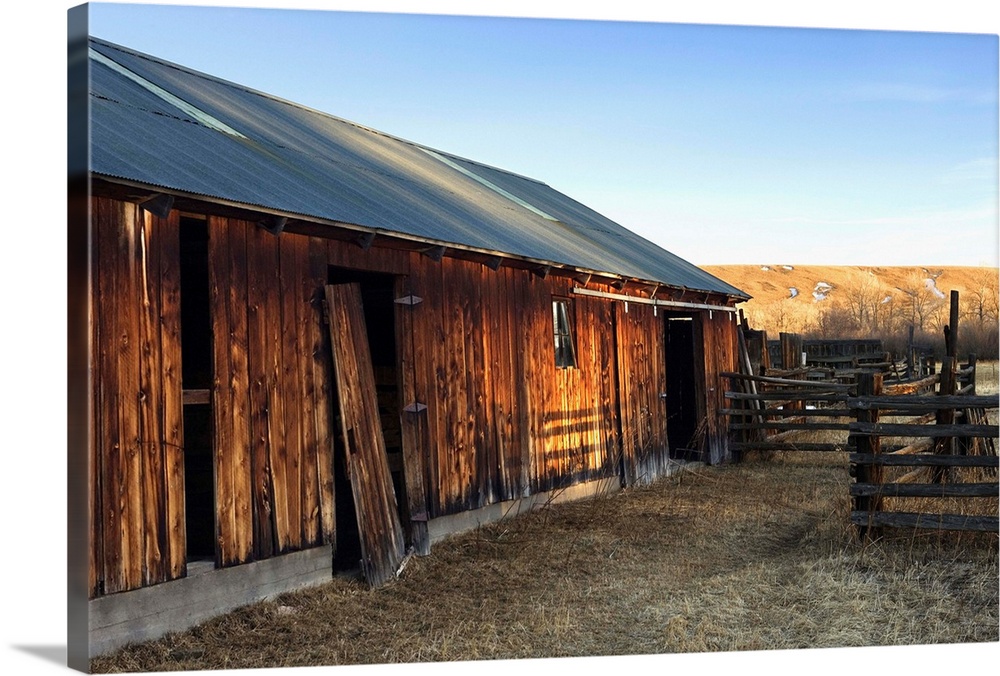 Rustic building with fence