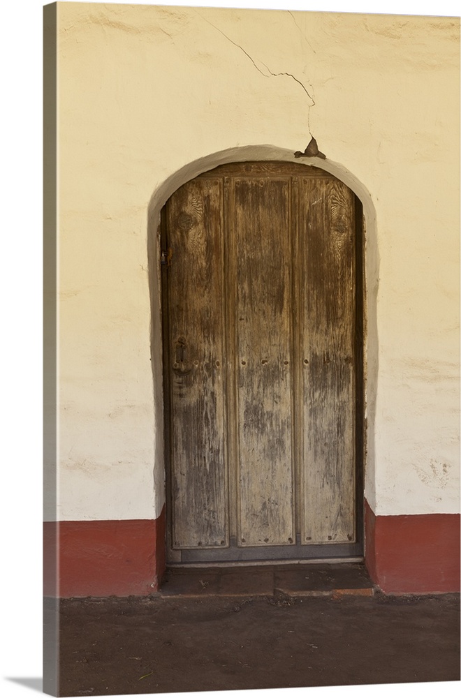 Rustic wooden door of California Spanish Mission Wall Art, Canvas