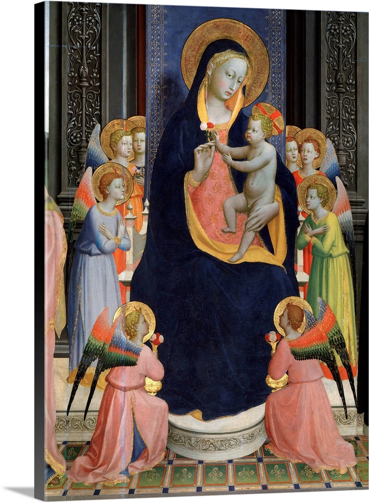 Saint Dominic altarpiece : Virgin and Child enthroned with Eight angels by Fra Angelico - San Domenico, Fiesole, Italy