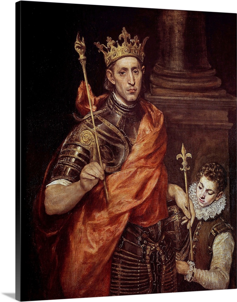 St. Louis (louis IX) (1215-70) and his Page, c.1585-90 (oil on canvas) by Domenikos Theotokopoulos El Greco - 120x96.5 cms...