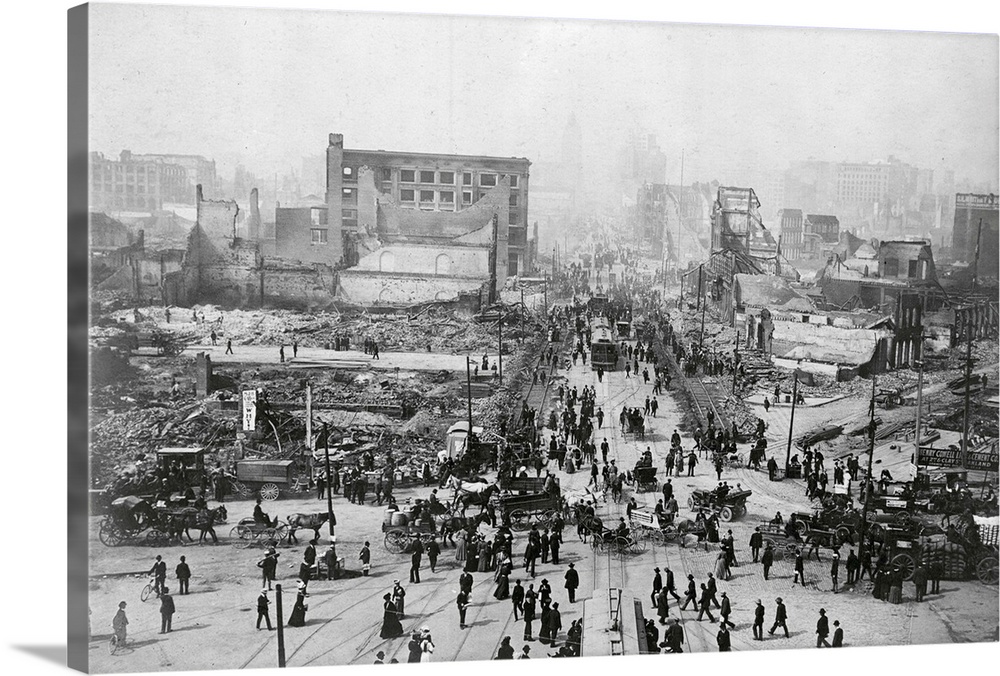San Francisco, California: San Francisco earthquake. Market Street, looking west from Ferry Tower.