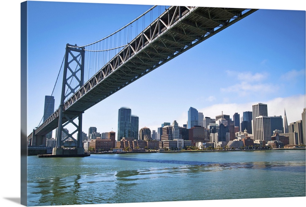 San Franciscos Bay bridge as it connects with Embarcadero.