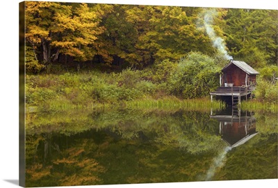 Sauna cabin on lake