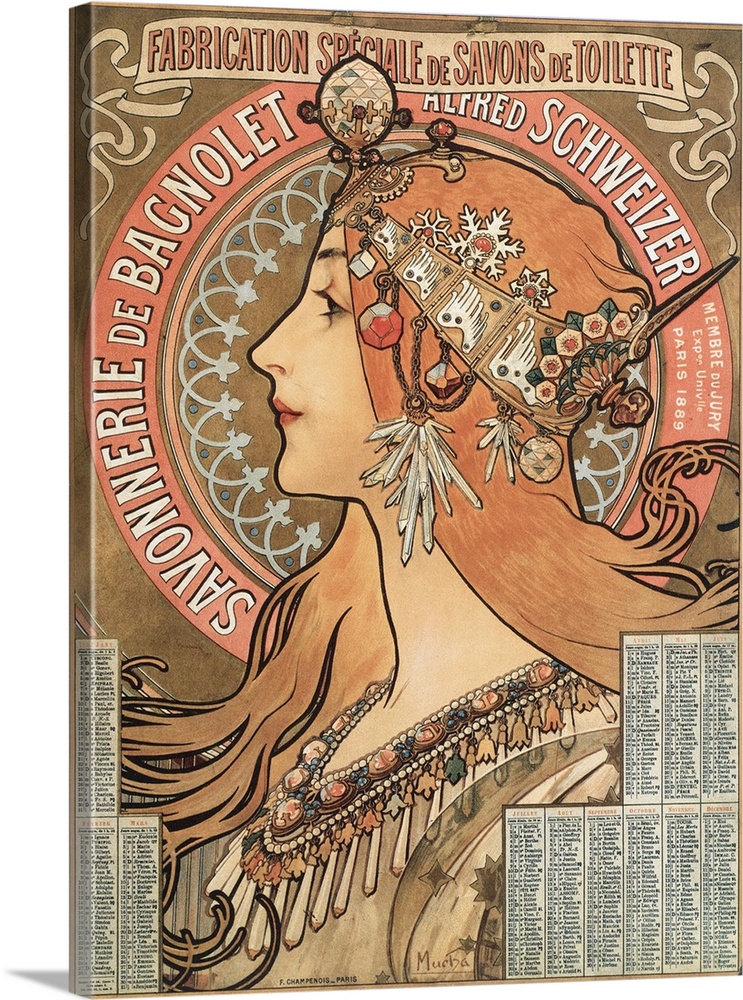 Advertising illustration by Alphons (Alphonse) Mucha (1860-1939) for the soap company Savonnerie de Bagnolet Alfred Schwei...