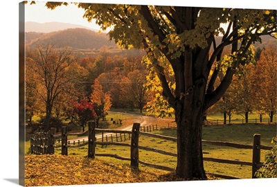 Scenic ranch in autumn , Woodstock, Vermont