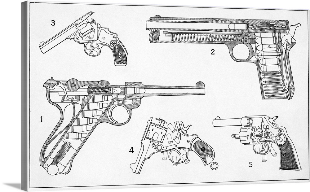 Schematic drawing of the Borchardt-Luger Automatic Pistol.