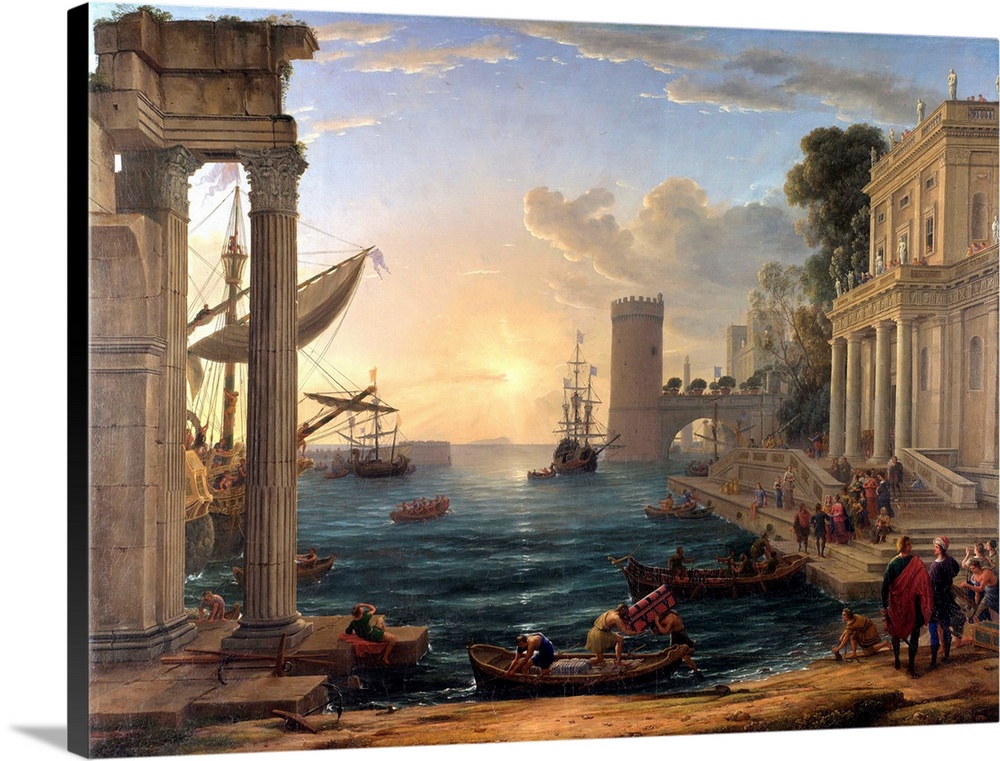 Claude Lorrain (French, 1600-1682), Seaport with the Embarkation of the Queen of Sheba, 1648, oil on canvas, 194 x 149 cms...