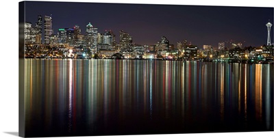 Seattle skyline reflected in lake union