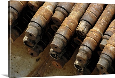 Sections of drilling pipe