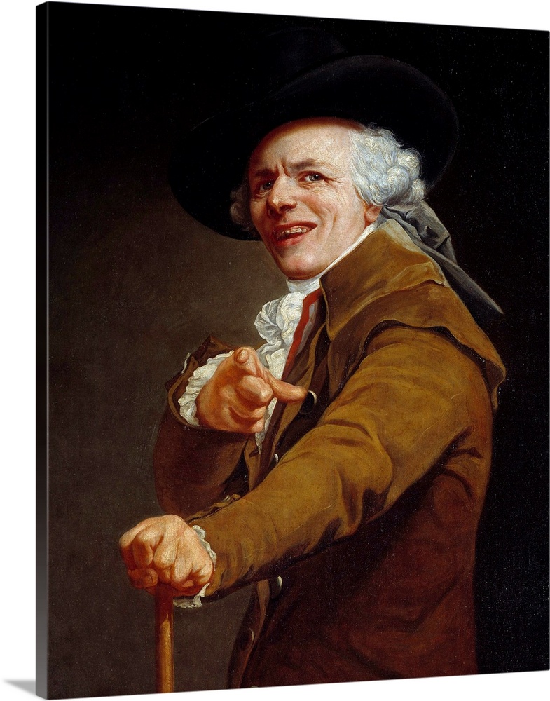 Self-Portrait of the artist with a mocking face (Portrait de l'artiste sous les traits d'un moqueur). Painting by Joseph D...